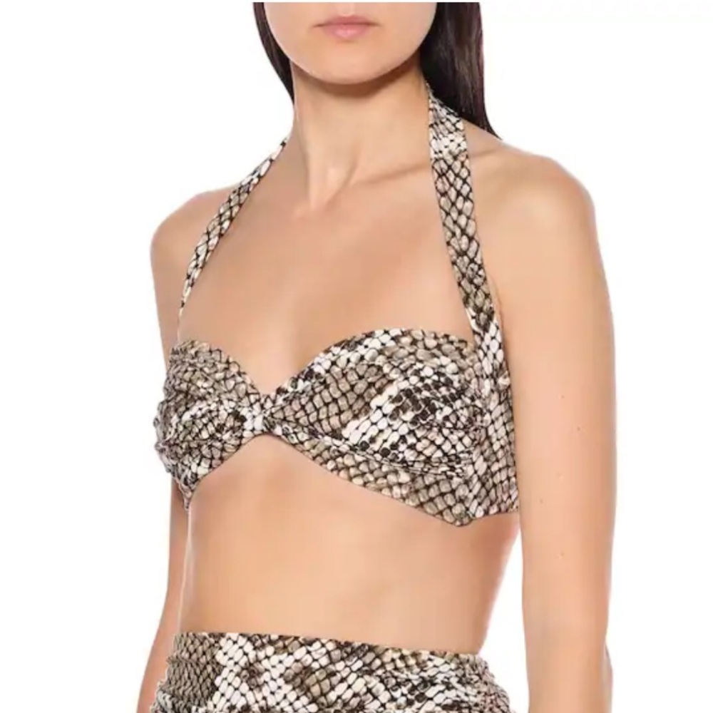Norma Kamali Bill Bra bikini top in brown scale python size Small NWOT